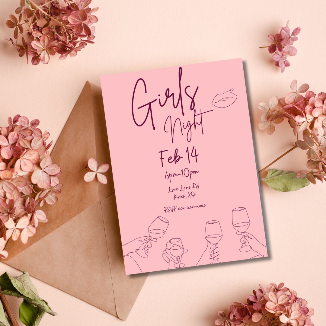 Pink Girls Night Out Template Canva, Editable Invite, Printable ...
