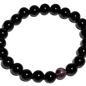 Amethyst One Bead, Black Onyx Bracelet.