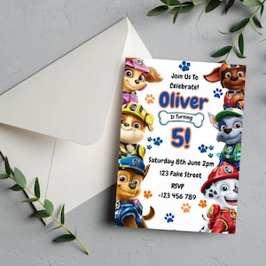 Paw Patrol Birthday Invitation,Instant Digital Download Template, Editable Printable Birthday Party Invite, Paw Patrol Birthday Invite