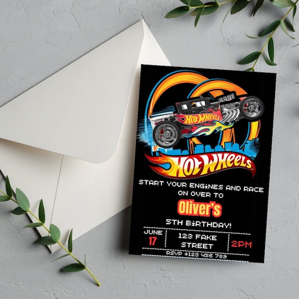 Hot Wheels Invitation, Race Cars Birthday Invitation, Hot Wheels Birthday Invite, Hot Wheels Birthday Party, Hot Wheels Invite, Digital