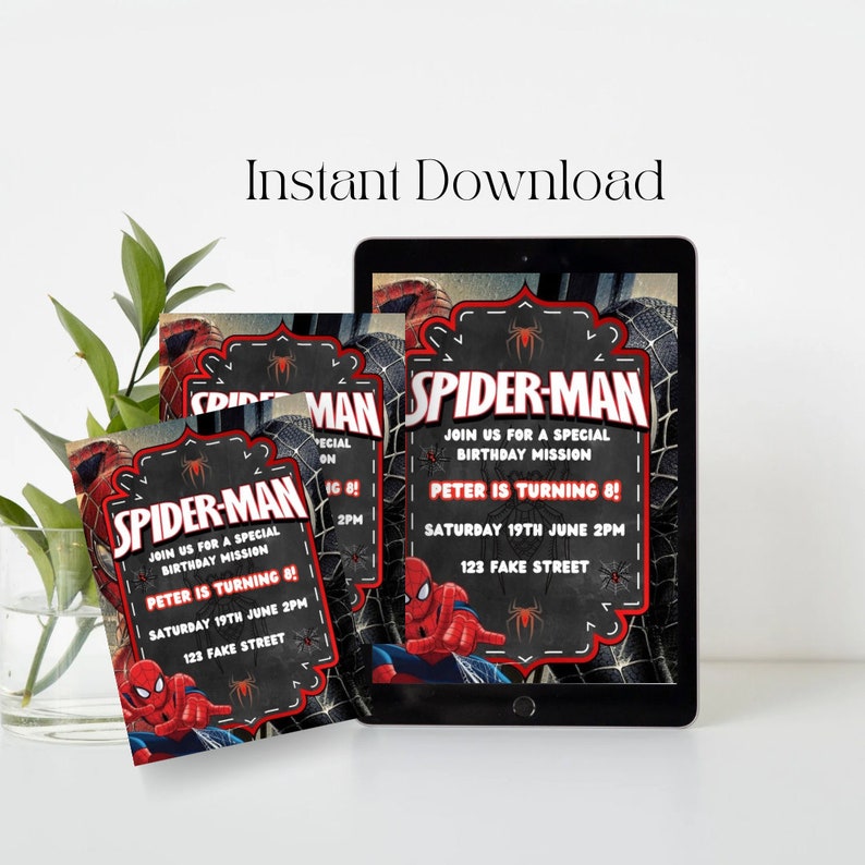 Spiderman Birthday Invitation Template Instant Download Printable ...