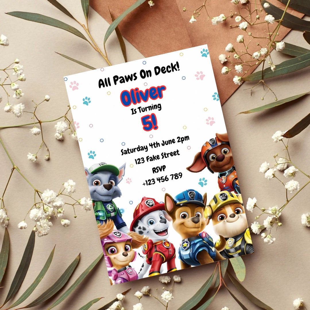 Paw Patrol Birthday Invitation,instant Digital Download Template ...