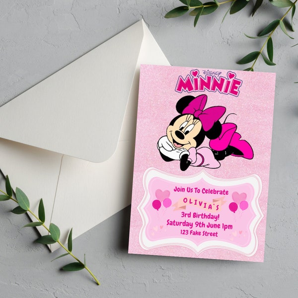 Editable Light Pink Minnie Mouse Birthday Invitation, Girls Birthday Invitation, Printable Invitation, Pink Minnie Invitation, Minnie Invite