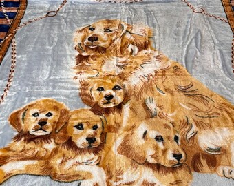 Vintage Dogs Novatex Blanket: Twin Size, New With Tags (150x220cm
