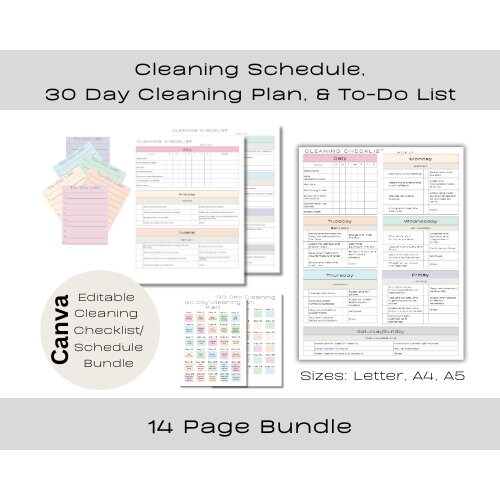 Editable Cleaning Schedule Bundle and to Do Lists, Printable Ultimate ...