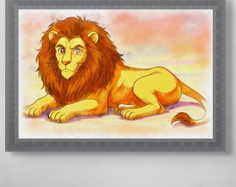 Majestic Lion Art Print: Safari Animal Wall Decor, Unframed