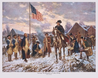 George Washington at Valley Forge Art Print Patriotic American History Wall Art Inspirational Revolutionary War Art | Liberty | Percy Moran