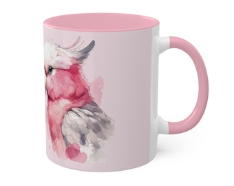 Colorful Mugs, 11oz,  Blush Feathers: The Playful Galah, VM240013 USM