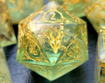 Summer's Wind - Drachenwürfel Set - DnD Polyedrische Scharfkante Resin Drachenwürfel