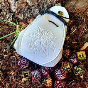 Sacs à dés en cuir dragon blanc - sacoche de rangement - véritables et faux