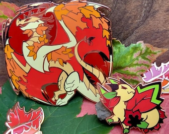 Fall Dragon Enamel Pins - Autumn The Four Seasons