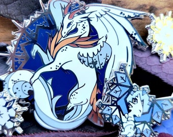 Winter Dragon Snow Flake Dragon Enamel Pin - The Four Seaspms