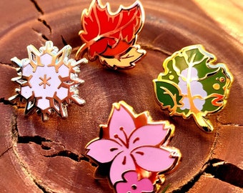 Vier Jahreszeiten MINI FILLER PINS - Sommerblätter, Frühlingsblumen, Schneeflocke, Herbstherbstblätter