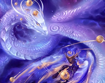 Creation - Nebula-Drache & Weltraumgöttin - Original 11x17 Poster Druck