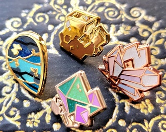Mineral Kristalle MINI FILLER PINS - Crystal Quartz, Labradorit, Flourit, Pyrit