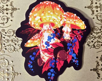 Yellow Amanita Mushrooms - Vinyl Sticker, Matte, Waterproof, 3 in.