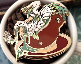 Dragón de Matcha Latte / Latte Clásico - Pin Esmaltado - Dragón del Café