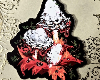 Shaggy Ink Cap Mushrooms - Vinyl Sticker, Matte, Waterproof, 3 in.