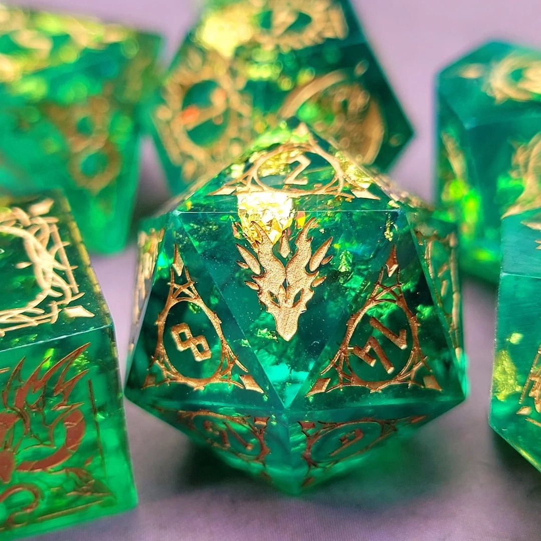 Hs Sharp Edge Resin Skull Dnd Dice Set For Dungeons And Dragons Card