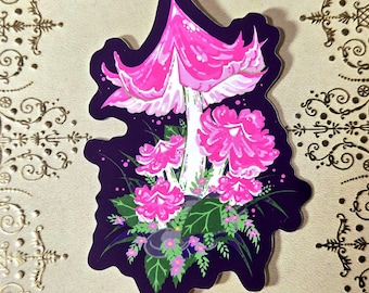 Pink Wax Cap Mushrooms - Vinyl Sticker, Matte, Waterproof, 3 in.