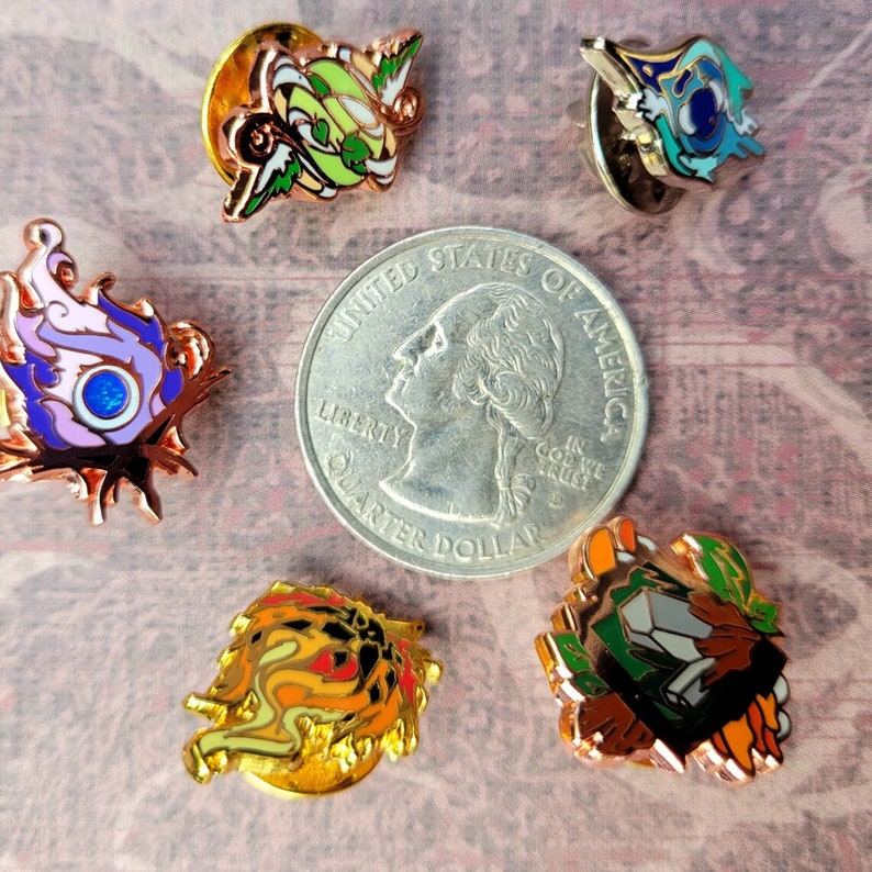 Elemental MINI FILLER PINS - Fire, Water, Earth, Air, Spirit - Etsy