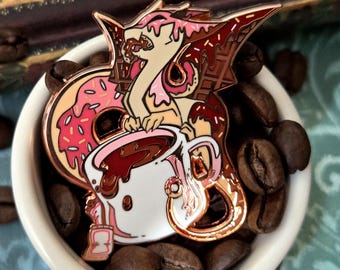 Donut Shop USA Diner Dragon - Emaille Pin - Coffee Dragon