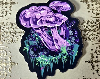 Amethyst Deceiver Mushrooms - Vinyl Sticker, Matte, Waterproof, 3 in.