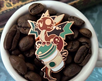 Hauskaffee To-Go! Dragon - Emaille Pin - Coffee Dragon