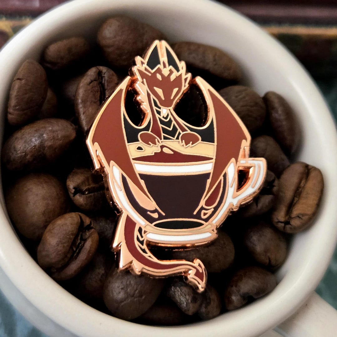 Black Coffee Dragon - Enamel Pin - Coffee Dragon - Etsy