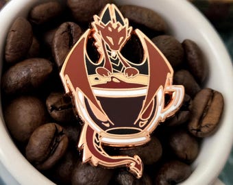 Black Coffee Dragon - Emaille Pin - Kaffeedrache