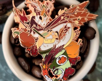 Pumpkin Spice Latte Dragon - Emaille Pin - Kaffeedrache