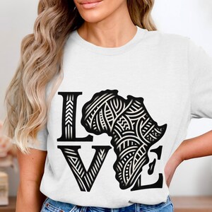 African Love T-Shirt, Ethnic Map Design, Cultural Pride Apparel