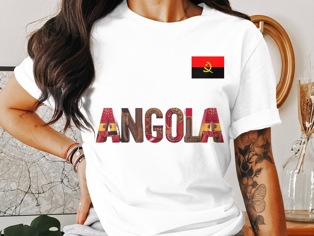 Angola Themed T-shirt, Vibrant Angola Letters Design, Angola Pride ...