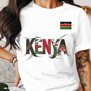 T-shirt graphique de la fierté kenyane, chemise héritage africain, t-shirt au design kenyan élégant, chemise lettres drapeau kenyan, vêtements kenyans uniques