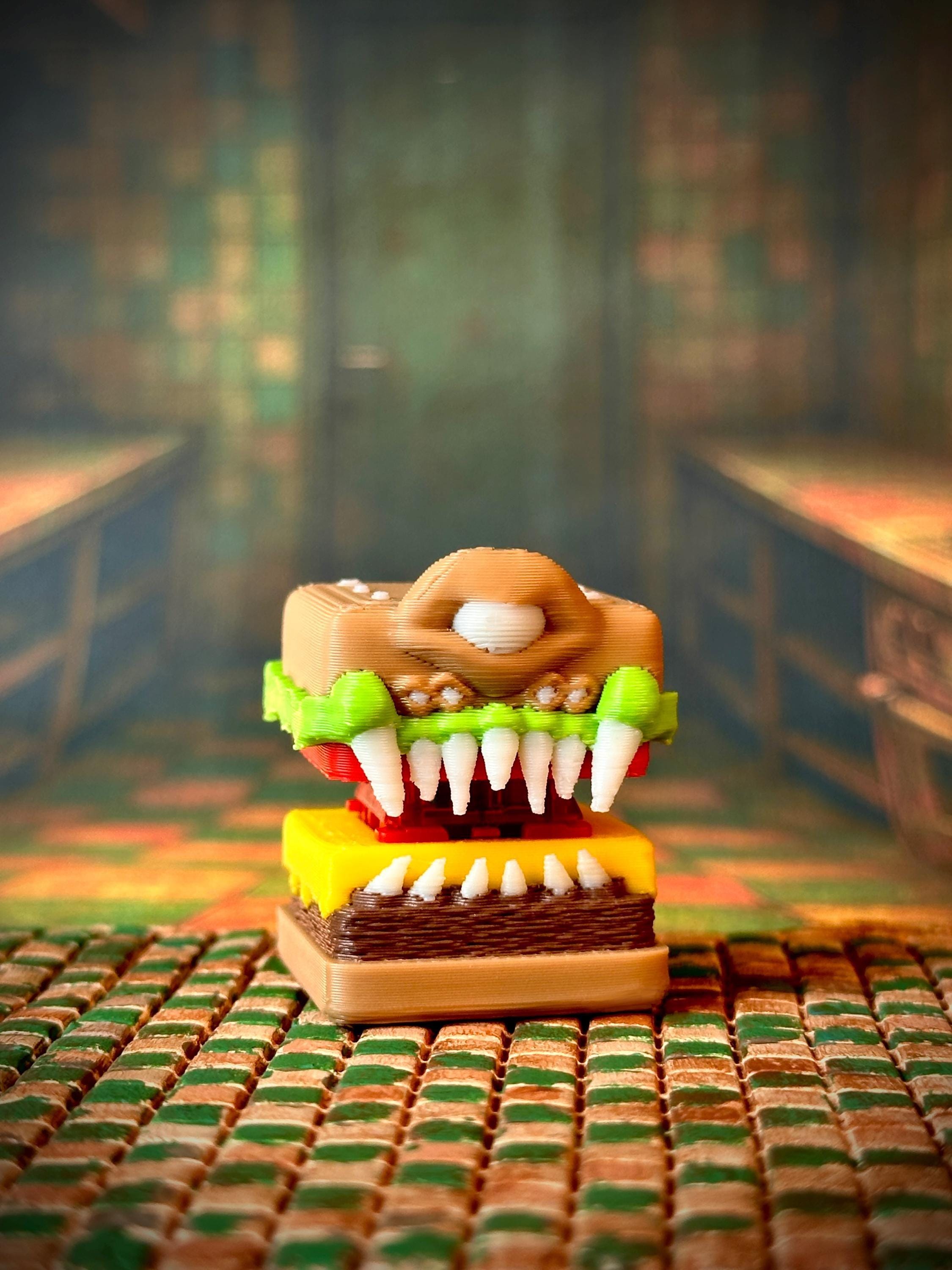 Mimic Burger Fidget Clicker – 3D-Printed Fidget Toy for DnD Fans product image