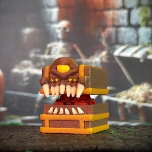 Mimic Chest Fidget Clicker ~ 1 Inch Cube Monster Toy | DnD-Inspired Mimic | Anxiety Relief | Unique Desk Fidget for Gamers & Collectors