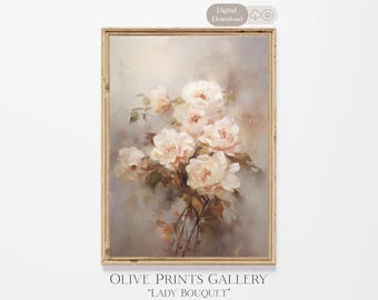 Botanical Printable Art Still Life Painting French Country Decor Vintage Print Cottage Core Decor Flower Art Antique Oil Painting Fine Art