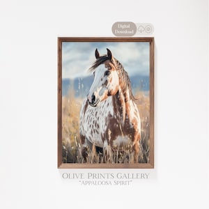 Leopard Appaloosa entdeckte Pferdemalerei pazifischer Nordwesten moderne westliche Kunstwerk-Liebhaber-Geschenk-Idee Land unter dem Motto Dekor Reiter Wildtiere