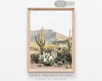 Saguaro National Park Cactus Artwork Arizona Desert Landscape South Western Decor Cacti Painting Tucson Print Sonoran Desert Mountain Art