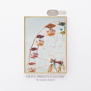 Riesenrad Gemälde Rummelplatz Kunstwerk Sommerzeit Nostalgie Karneval Boardwalk Fahrten Whimsy Themed Dekor Pastellfarbe Zirkus Wunderliche Kunst