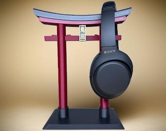 Soporte para auriculares Torii Gate: Decoración de escritorio zen, soporte para auriculares