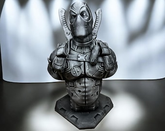 Deadpool Bust: Large Hand-Painted Metallic PLA Sculpture