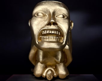 Golden Idol Prop, Chachapoyan Fertility Idol, Inspired by Raiders of the Lost Ark, Gilded in Gold Pigment, Perfect Gift for the Indy Fan!
