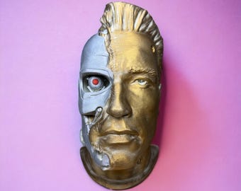 Andy Warhol Inspired Terminator Bust, Hand Painted Pop Art, One of a Kind Iconic Art Meets Sci-Fi, Perfect Gift for a Modern Art Fan,