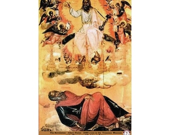 The Revelation - John&#39;s Vision - 1500&#39;s icon in the  Treasury  Museum at the Monastery of St. John, in Patmos - Matte Vertical Poster