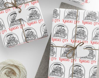 Downtown Kansas City Wrapping Paper, Kansas City Football Gift Wrap, Local Kansas City Business Gift Wrap, Birthday Gift Idea, KC Gift Wrap