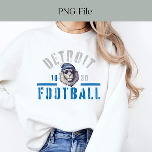 Détroit football PNG, mascotte PNG, fan des Lions imprimable, décoration football Lions, idée de maillot de football, Detroit Game Day Gear