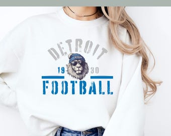Fútbol de Detroit PNG, Mascota PNG, Fanático de los Lions imprimible, Decoración de fútbol de los Lions, Idea de camiseta de fútbol, Equipamiento para el día del partido de Detroit