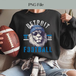 Détroit football PNG, mascotte PNG, fan des Lions imprimable, décoration football Lions, idée de maillot de football, Detroit Game Day Gear