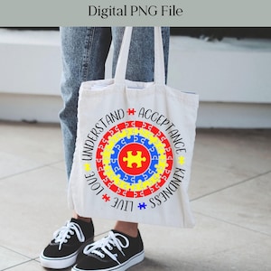 Autisme PNG begrijpen, puzzelontwerp afdrukbaar, Autism Awareness PNG, Autism Awareness digitaal bestand, 2 bestanden - zwart-witlettertype